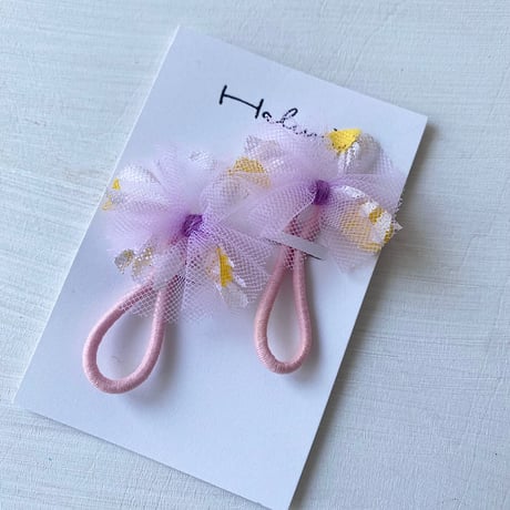 ベビーヘアゴム フリフリ お花プリント