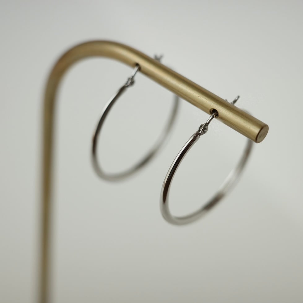 限定】フープピアス(大)/ホワイトゴールド／K10 | peau_jewelry