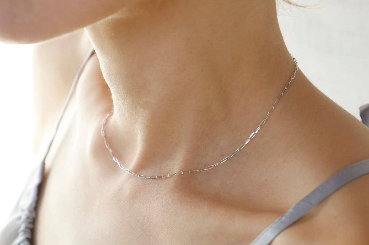 ルーチェリンクネックレス(細)/ホワイトゴールド/K10 | peau_jewelry