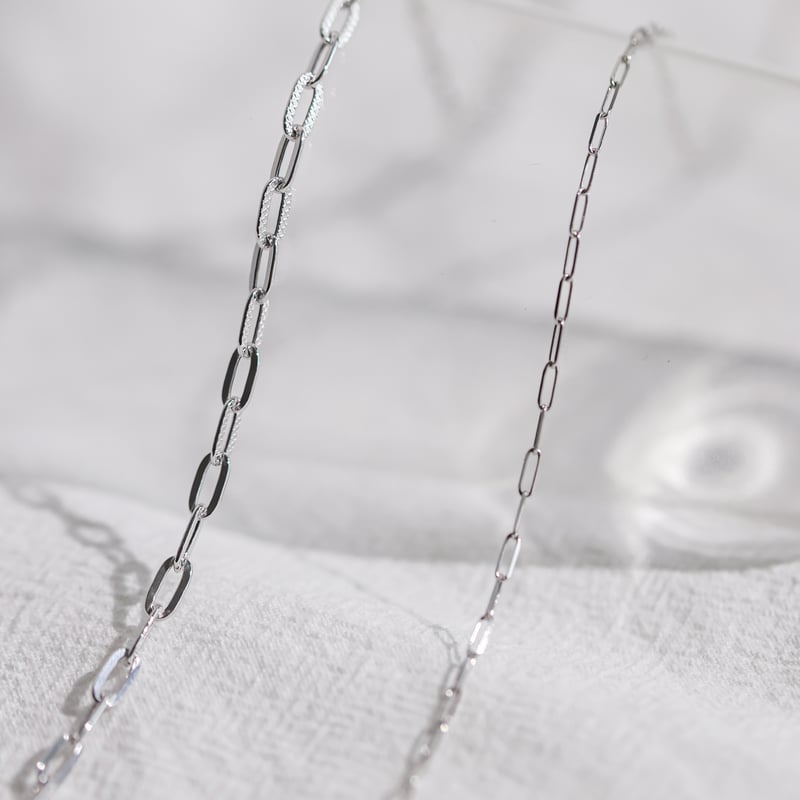 アリアチェーンネックレス(太)/ホワイトゴールド/K10 | peau_jewelry