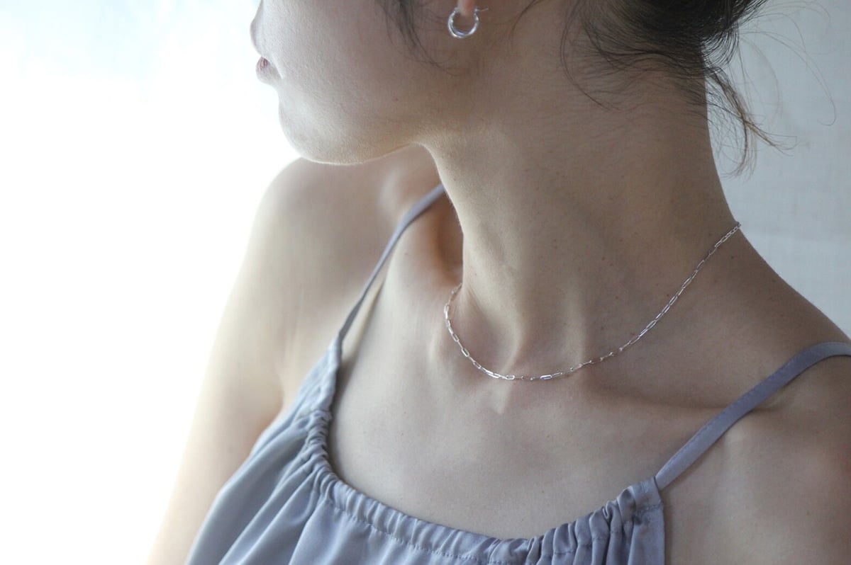 ルーチェリンクネックレス(細)/ホワイトゴールド/K10 | peau_jewelry