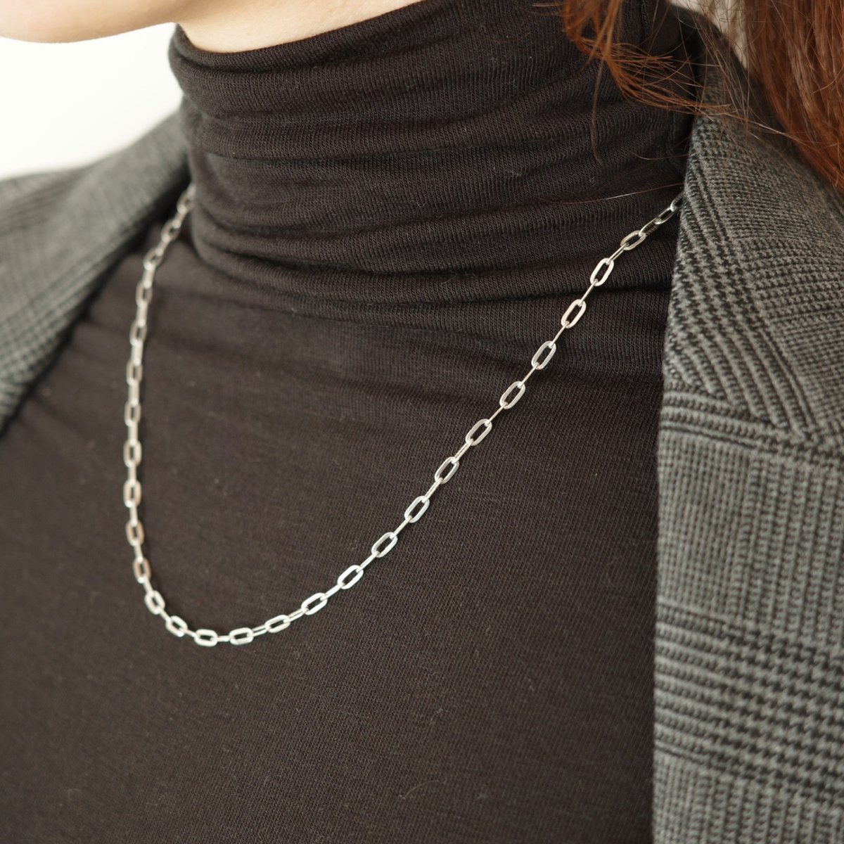 50cm/中空アリアチェーンネックレス/ホワイトゴールド | peau_jewelry