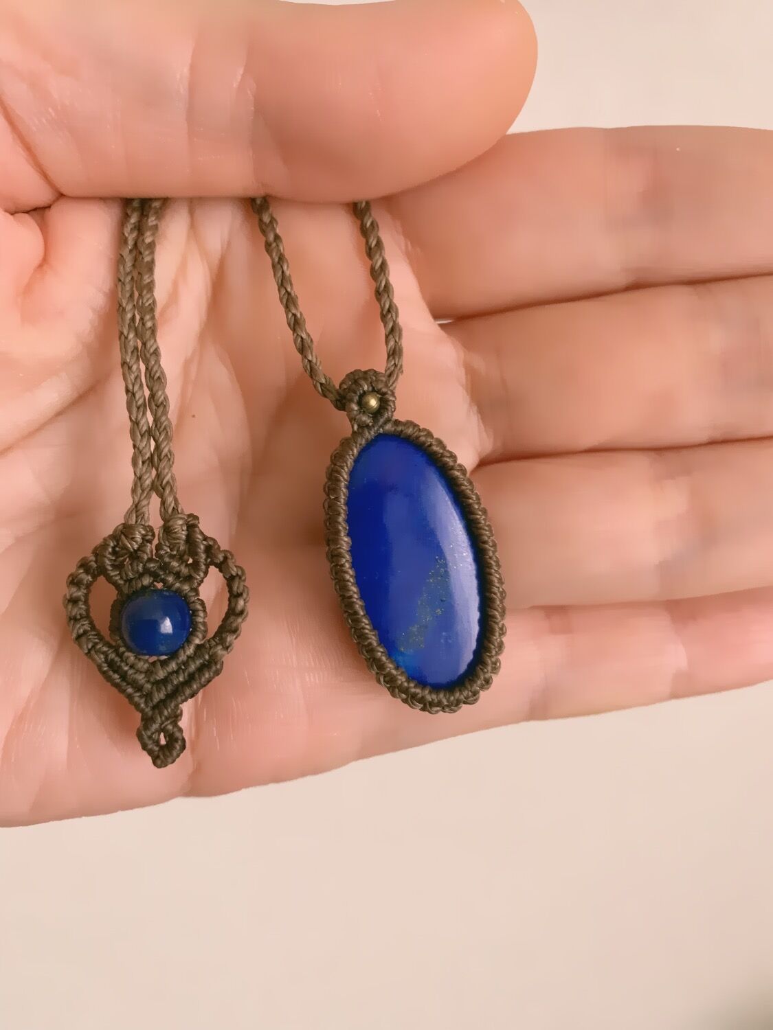 幻の石アフガナイト＆アイリスクォーツ＆ラピスラズリのマクラメ編みネックレス♡ 幻の石☆レアでSpecialなアフガナイト＆ラピスラズリのマクラメ編み