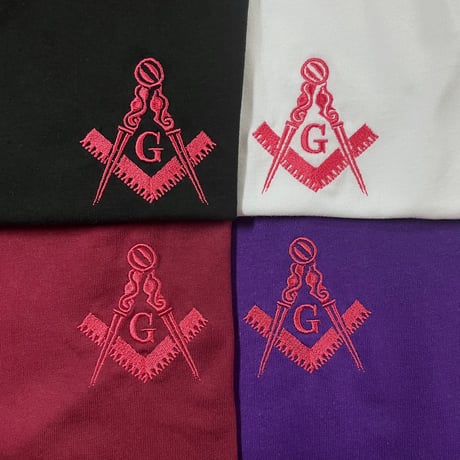 フリーメイソン　E2　Tシャツ　PURPLE　ピンク刺繍