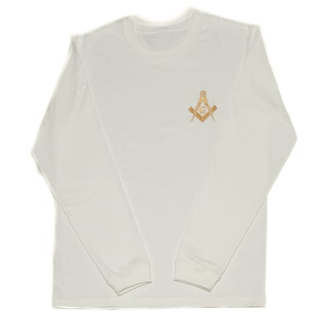 フリーメイソン　E2　ロングTシャツ　WHITE　金刺繍
