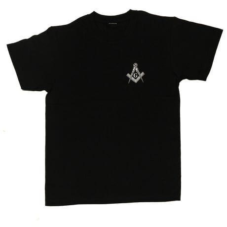 フリーメイソン　E2　Tシャツ　BLACK　白刺繍