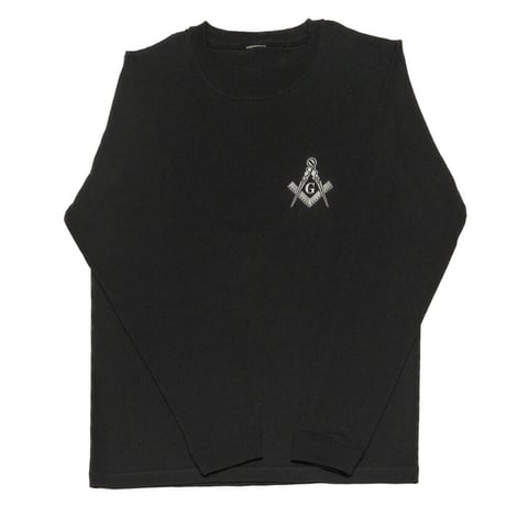 フリーメイソン　E2　ロングTシャツ　BLACK　白刺繍