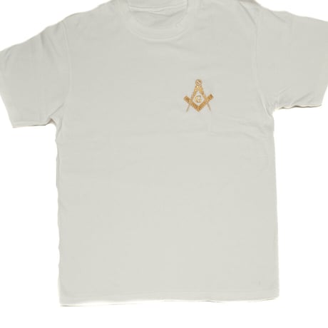 フリーメイソン　E2　Tシャツ　WHITE　金刺繍