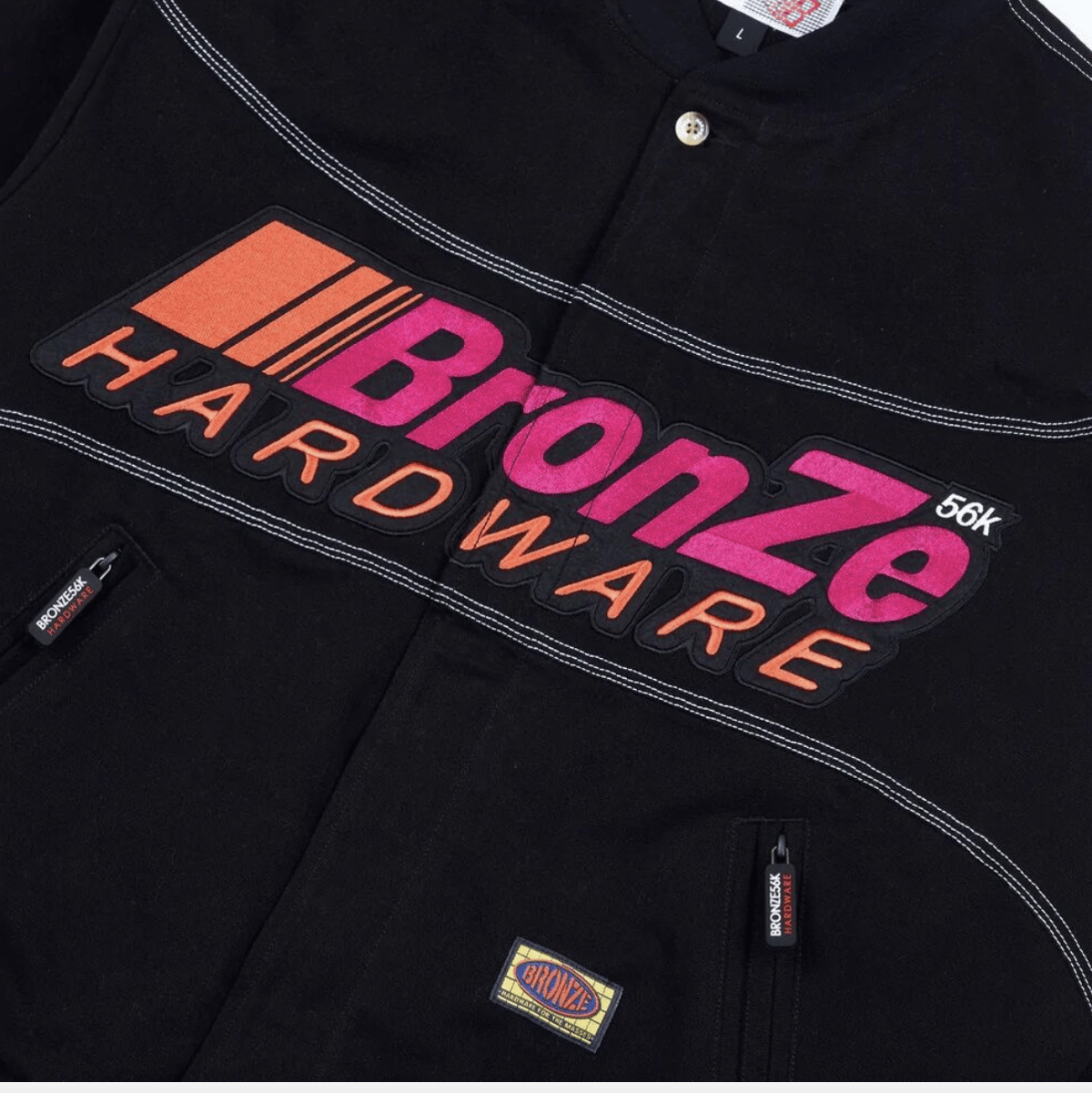 BRONZE56K PITCREW BOMBER JACKET BLACK | FLAME S