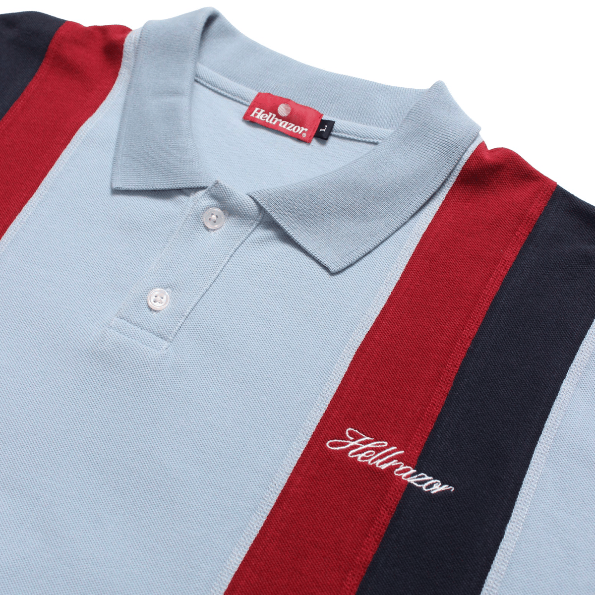 HELLRAZOR DOUBLE STRIPED POLO SHRT SLATE BLUE 