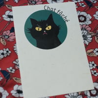 月桃紙の絵ハガキ(Chat fâché ①)