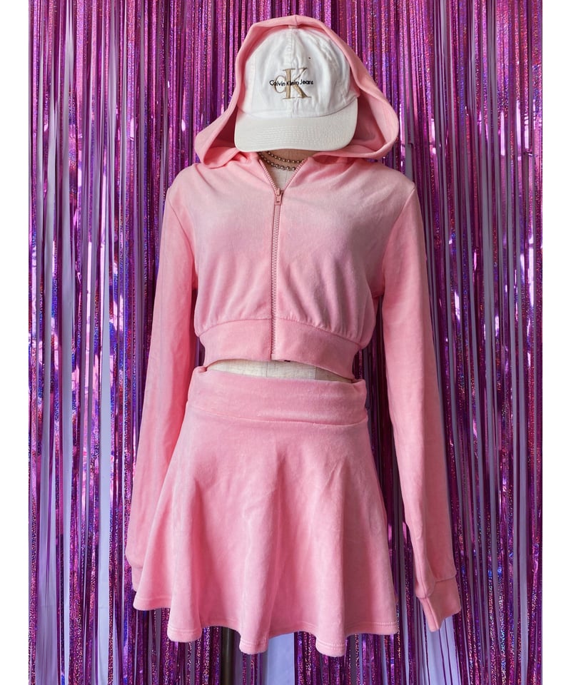 2305406 USED USA 00s LOVER BYCE ショートベロアフーディー×フレ 