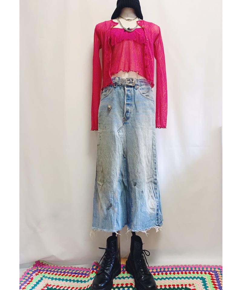 220034 Vintage 90s Levis リメイクデニムロングスカート M〜L | E...