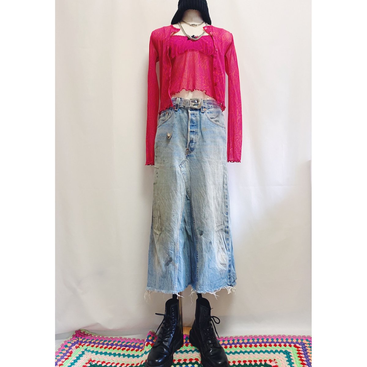 220034 Vintage 90s Levis リメイクデニムロングスカート M〜L | E...