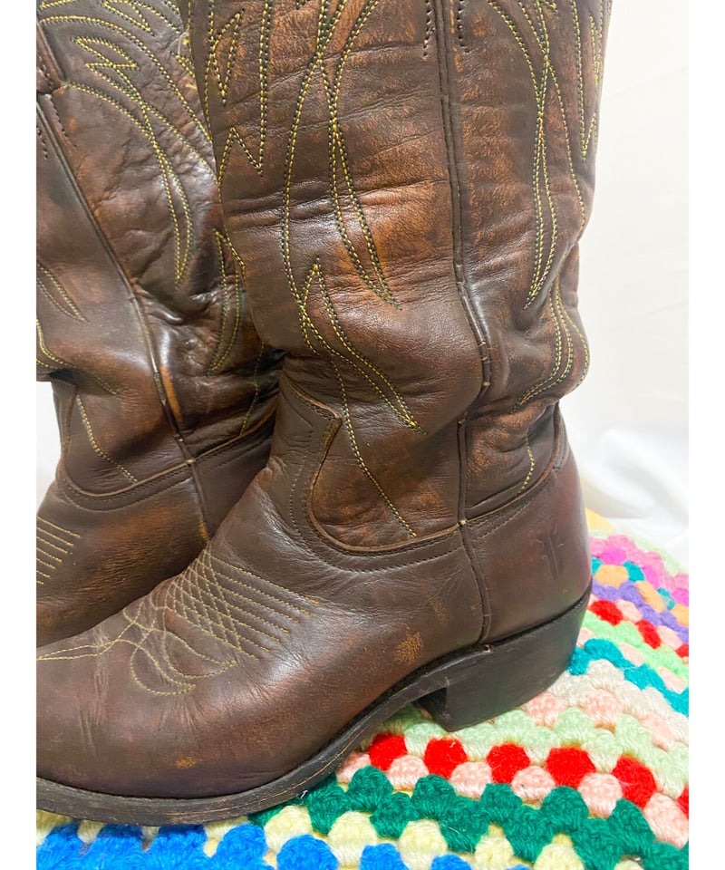 2200919 Vintage 90s FRYE Mexico ウエスタンブーツ BRN 7M