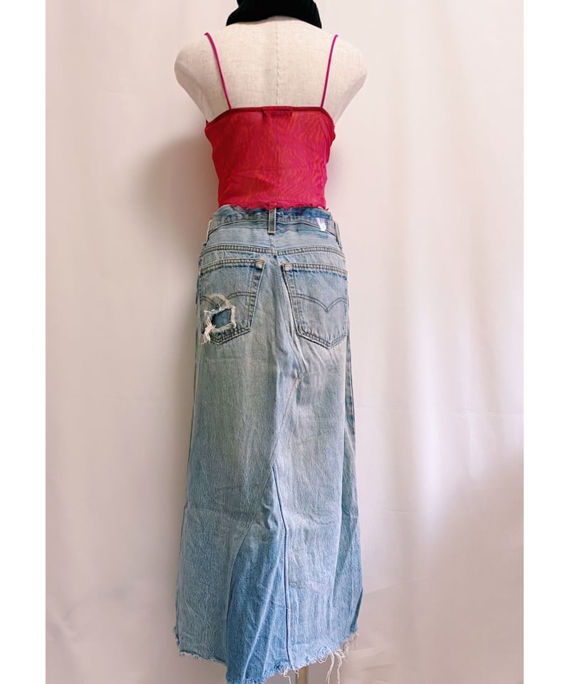 220034 Vintage 90s Levis リメイクデニムロングスカート M〜L | E...