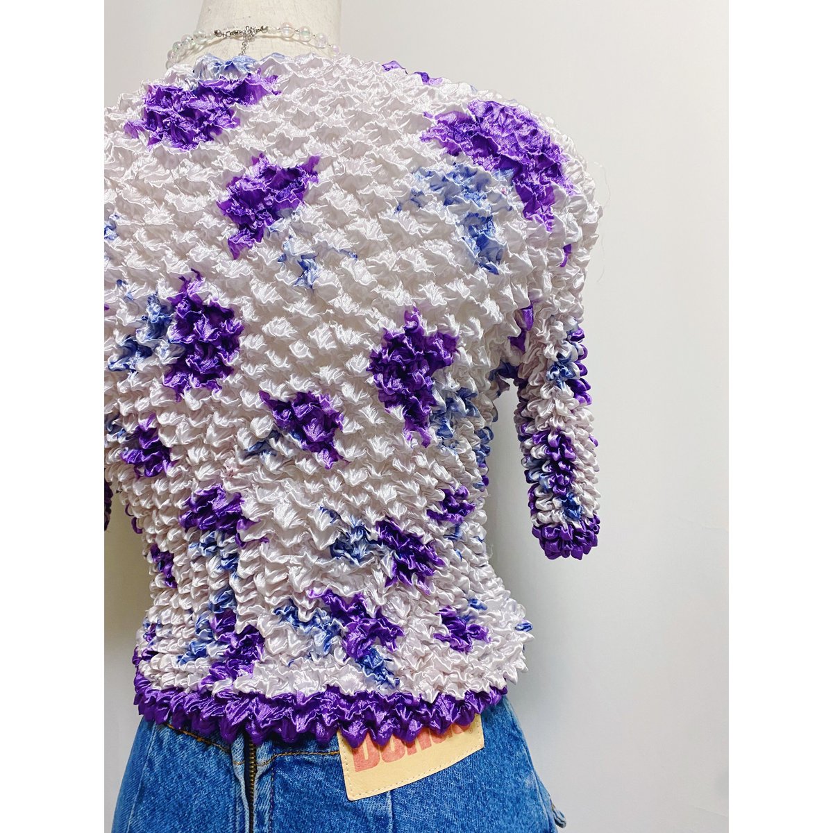 2200536 Vintage silk 花柄 ポップコーントップス PUR F | ERA