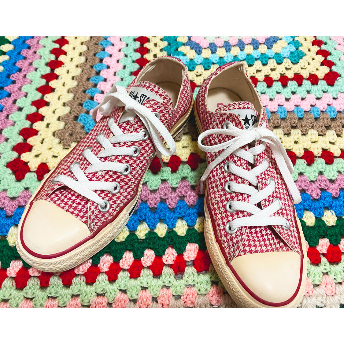 220095 USED CONVERSE 千鳥格子柄スニーカー LOW 24 5 | ERA