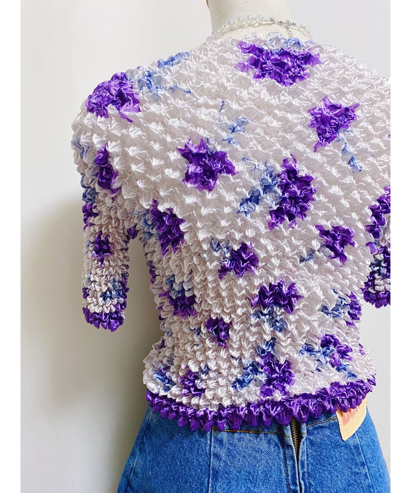 ラルフローレン カギ編み 半袖ニット 花柄 Mサイズ