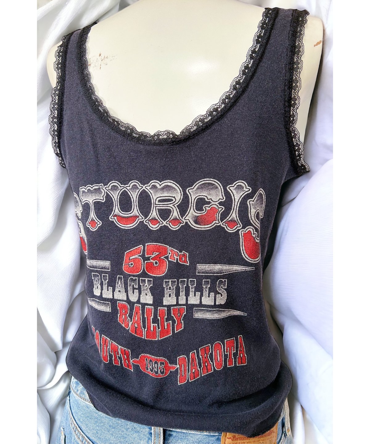 2406106 Vintage STURGIS 90s ヴィンテージレースリメイクタンク 2406106 Vintage STURGIS 90s ヴィンテージレースリメイクタンク
