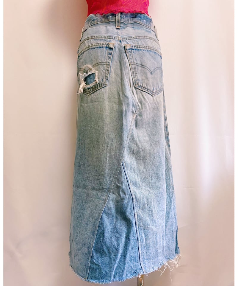 220034 Vintage 90s Levis リメイクデニムロングスカート M〜L | E...