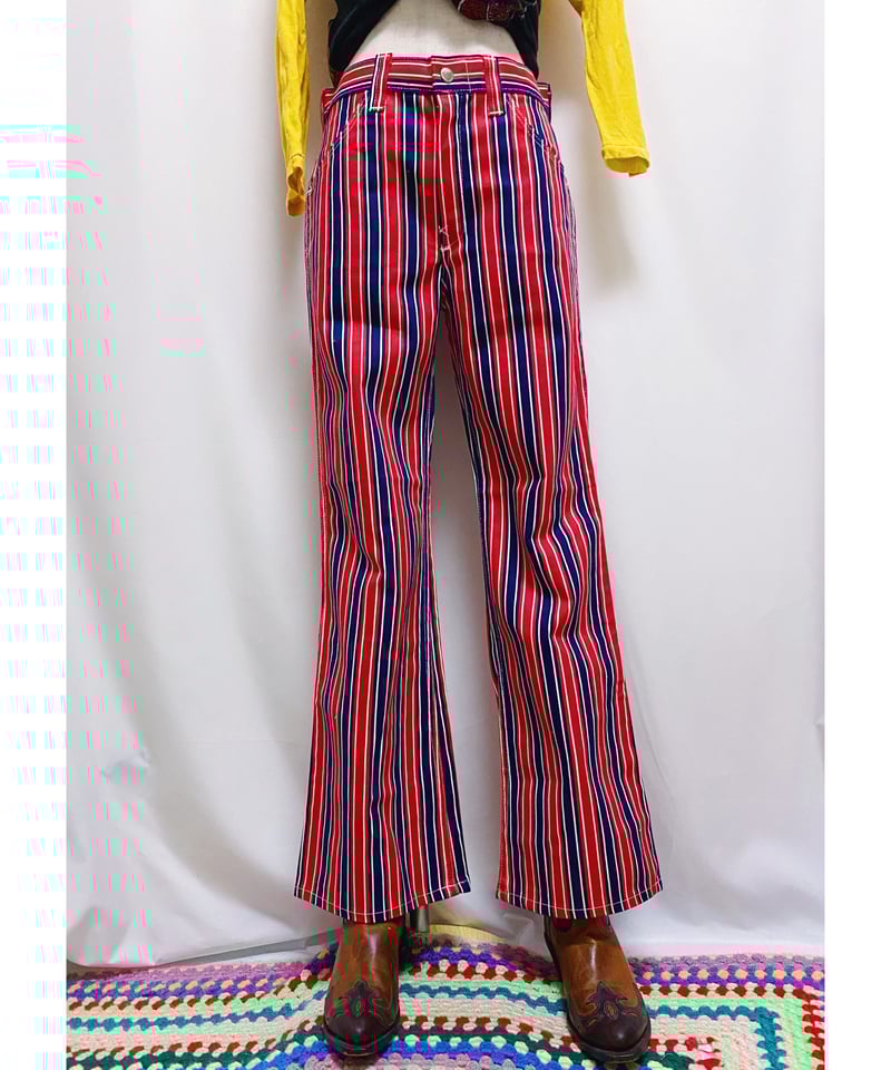 70s VINTAGE/ヒッピーベルボトム/ USA製キッズ古着/120cm相当 LEVI'S リーバイス 60〜 70年代あたり USA製 646 オレンジタブ