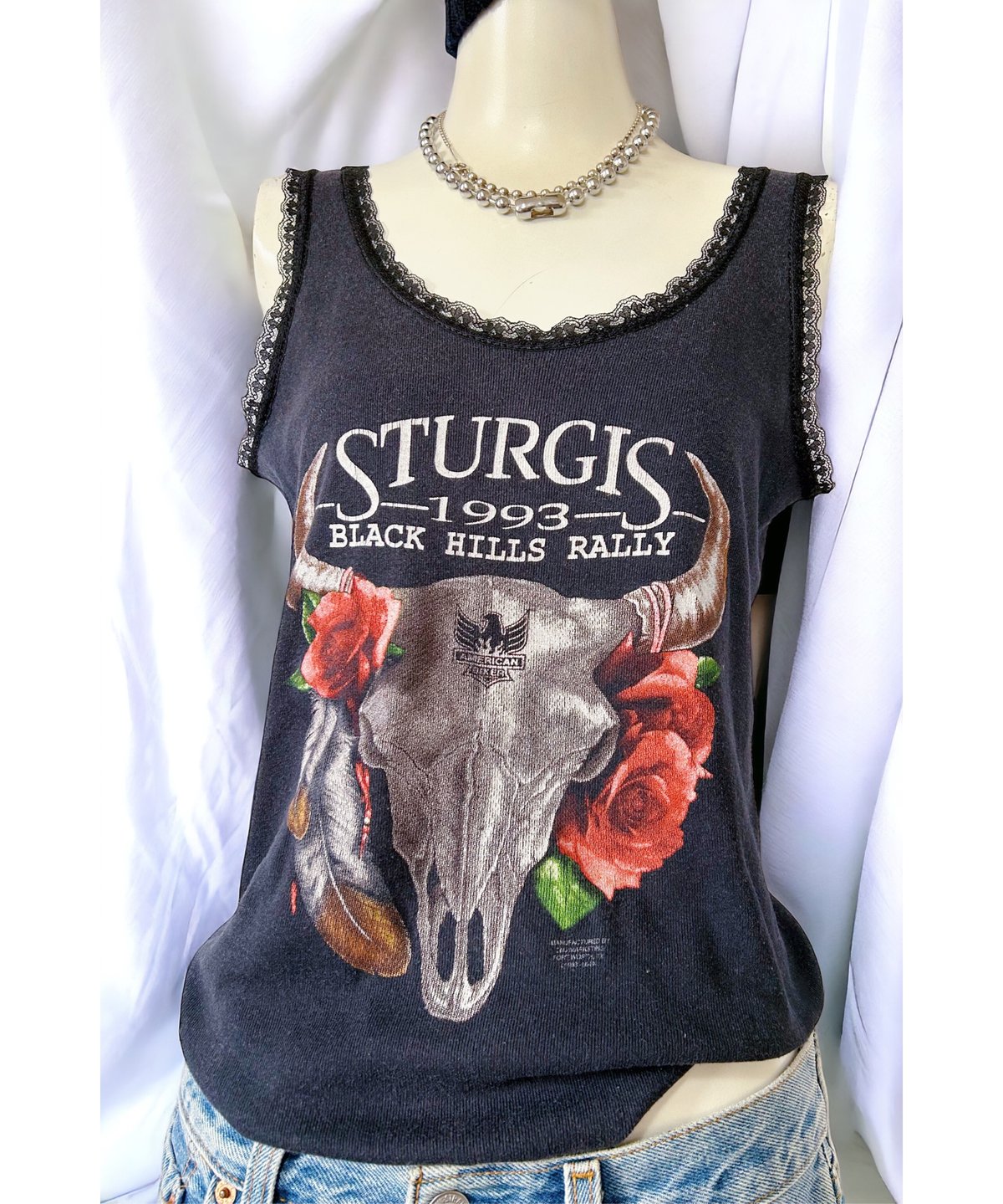 2406106 Vintage STURGIS 90s ヴィンテージレースリメイクタンクトップ