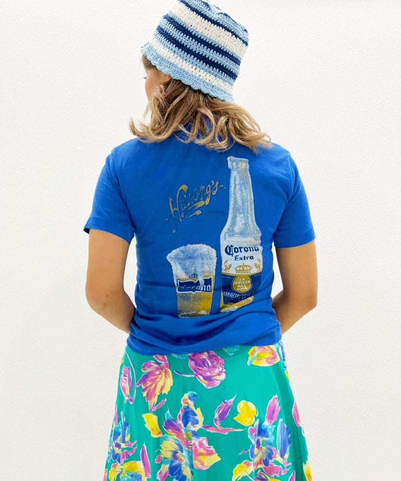 220011 Vintage USA 80s コロナ ビール 両面プリント Tシャツ BLU 