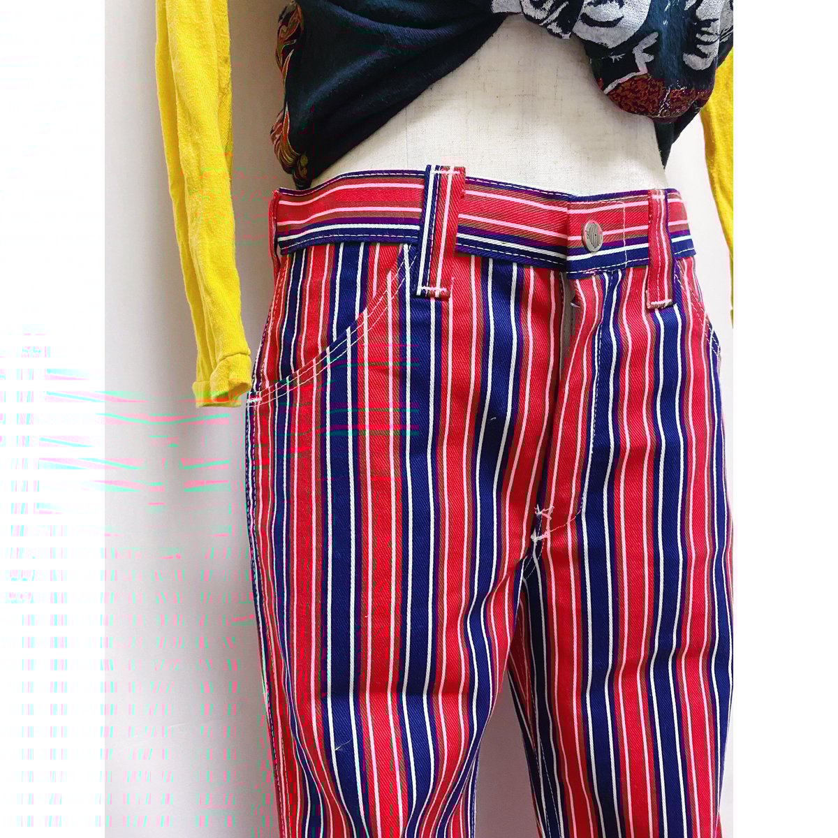 70s vintage 42タロン セーラーパンツ 巻き ストライプ ベルボトム 70s vintage 42タロン セーラーパンツ 巻き ストライプ
