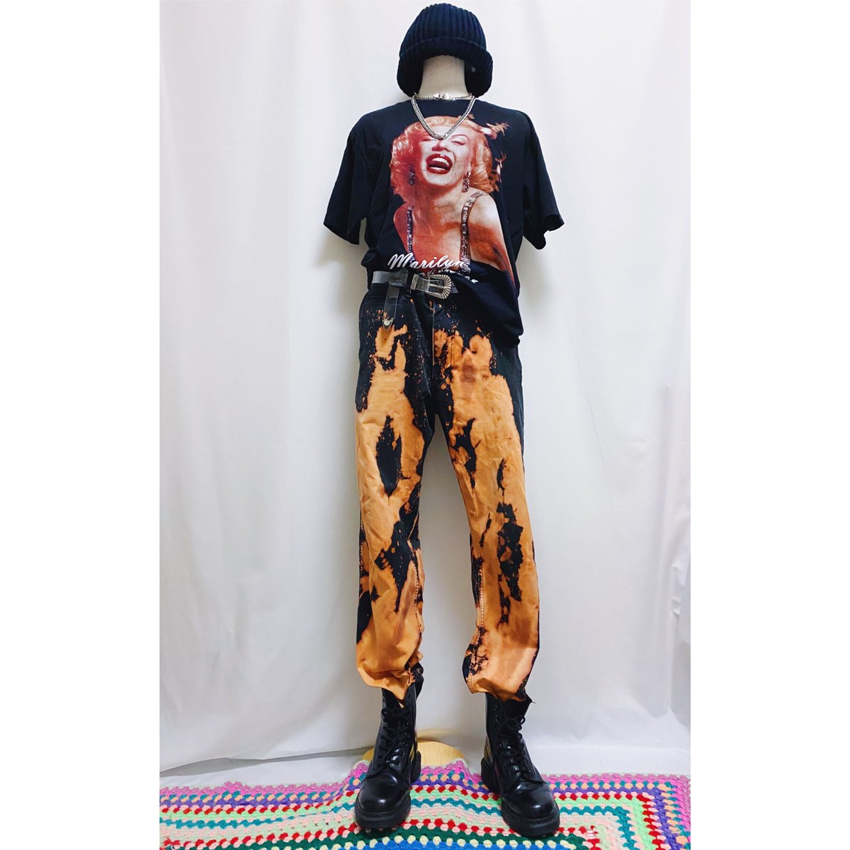 1点もの　リメイク古着　ブリーチ加工　リアルリーフ　総柄　ワークパンツ　チノパン 1点もの リメイク古着 ブリーチ加工 リアルリーフ 総柄 ワーク