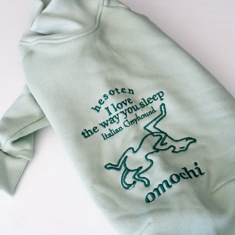 へそてん刺繍 LONG SLEEVE ライトグリーン