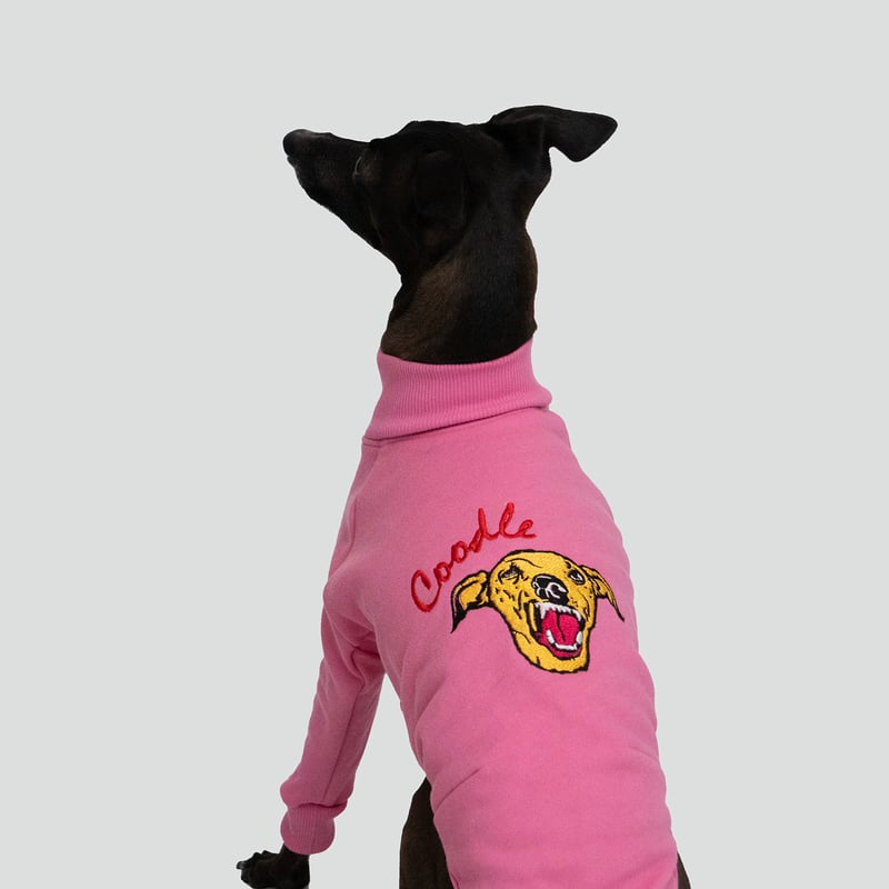 しじみ　イタグレ服　ハンドメイド 虎風イタグレ刺繍 LONG SLEEVE ピンク | hashicco