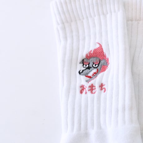 Abarenbou刺繍靴下　ホワイト