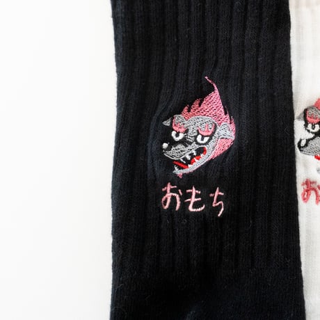 Abarenbou刺繍靴下　ブラック