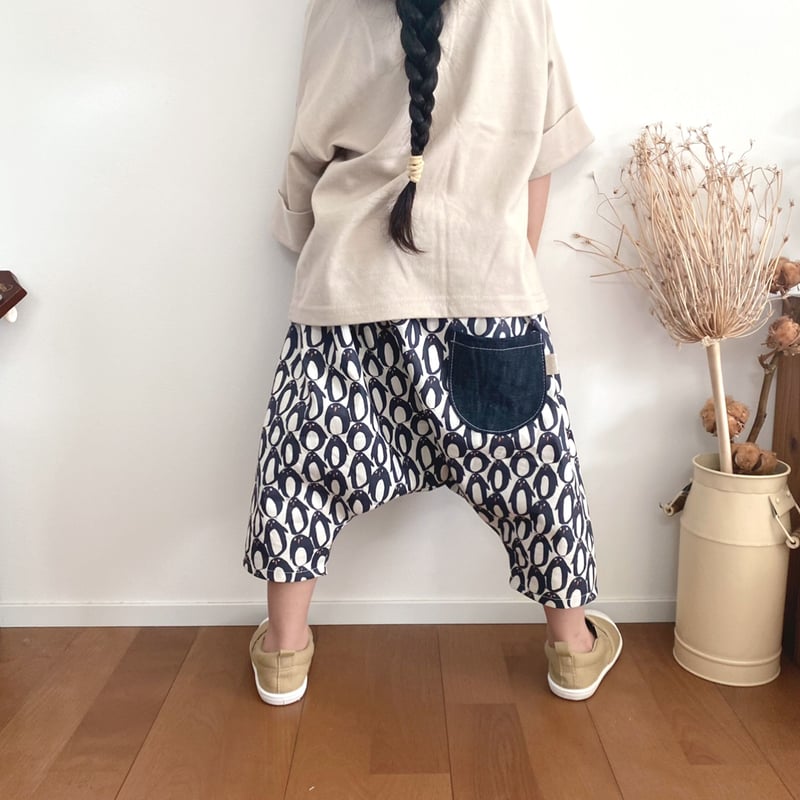 lien リアン サルエルパンツ ヘビージャージー アルチザン レア ペンギン×児島デニム』ハーフサルエルパンツ | mymade's STORE