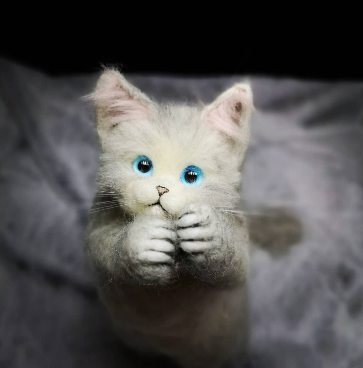 羊毛フェルト 三毛猫～おねだりポーズ | まりんの家