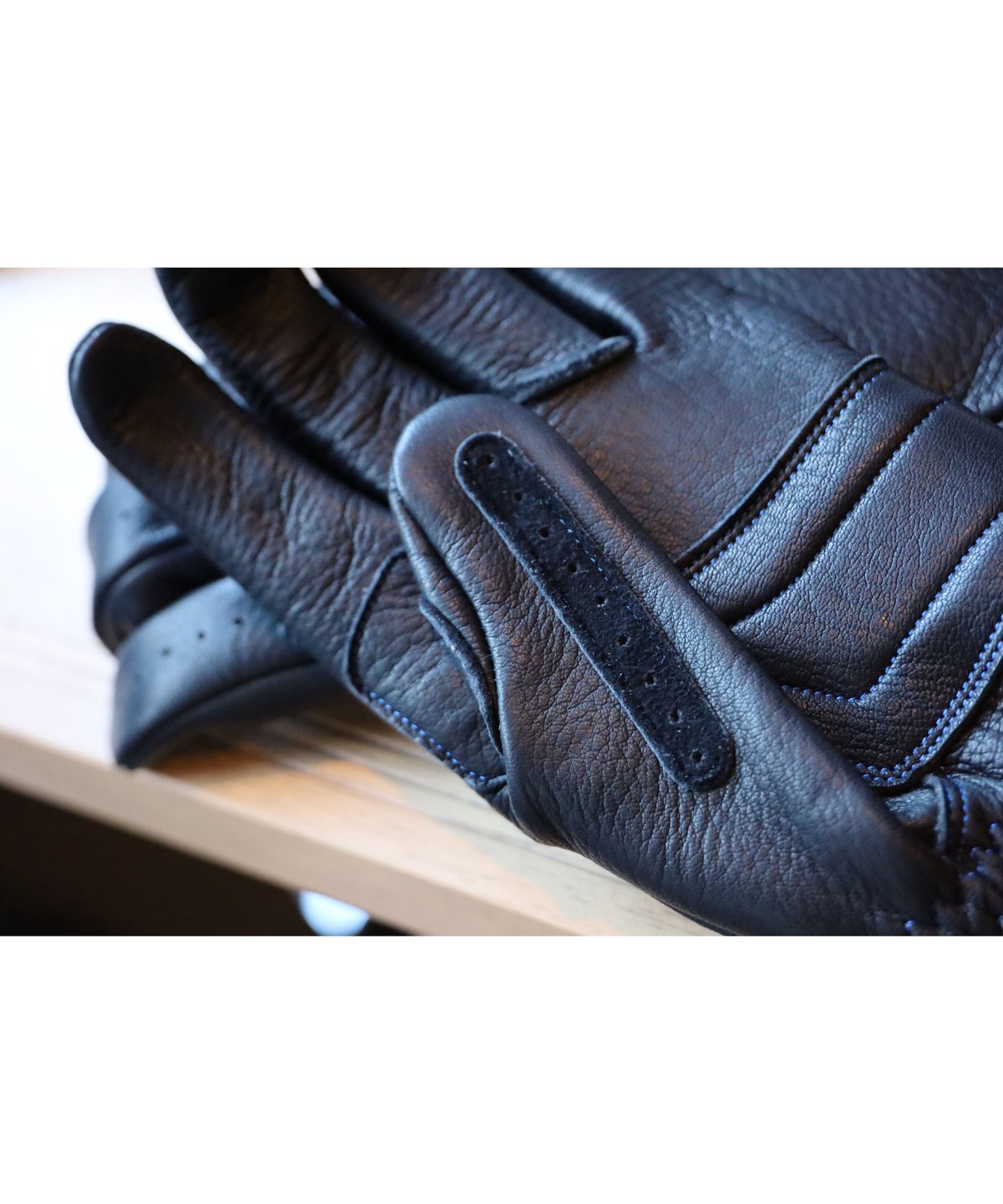 黒×青ステッチ 鹿革バイクグローブ | 愛車のある暮らし 公式ストア