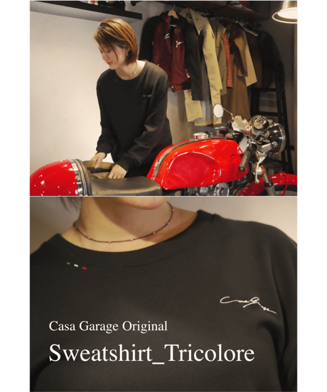 【オリジナル新商品】スウェットシャツ＿ツーリングやドライブ、仕事服にも。Casa Garage Original Sweatshirt_Tricolore