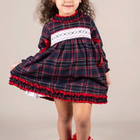 【即納】''BEAU KiD'' Baby girls smock tartan dress
