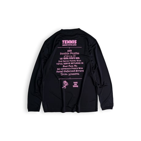 YARU des TENNIS ヤルデテニス / SUMMARY DRY LONGSLEEVE TEE / BLACK × NEONPINK
