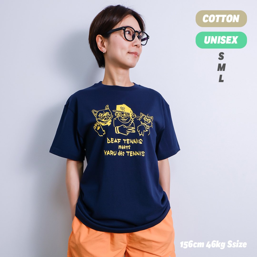 On テニスＴシャツ　XSサイズ YARU des TENNIS ヤルデテニス デフテニスコラボ コットン TEE