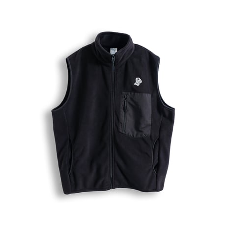 YARU des TENNIS ヤルデテニス / 刺しゅうワッペン FLEECE ZIP VEST / BLACK