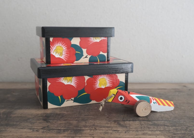 住岡郷土玩具製作所 花手箱 2号（木目）/ Hanatebako No.2 | 月花 onli