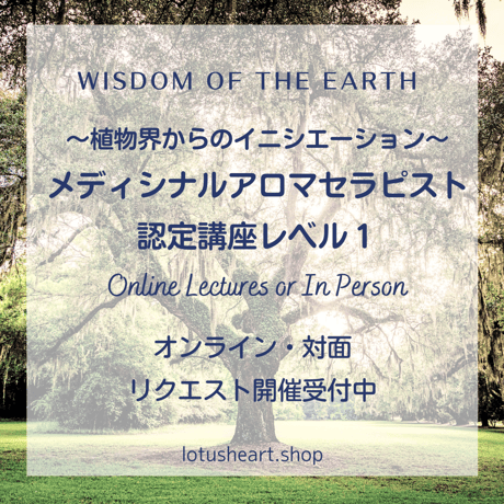 【オンラインサンプル付き・リクエスト開催受付中】Wisdom of the Earth メディシナルアロマセラピスト認定講座レベル１
