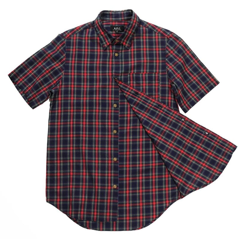 APC アーペーセー 半袖 チェックシャツ XS 薄手 軽量 涼しい シャツ(RU  