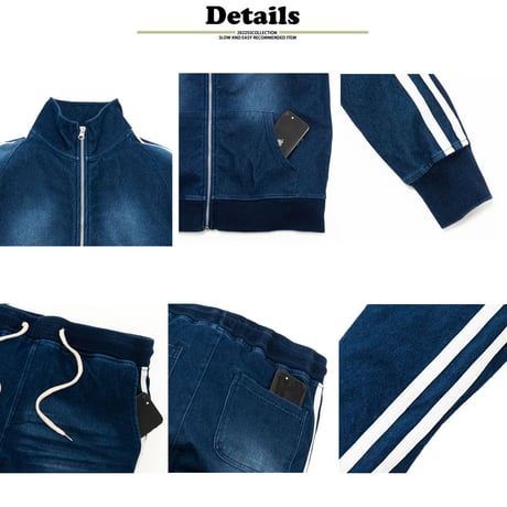 N-2本ライン デニム セットアップ ユニセックス/Navy(2color)