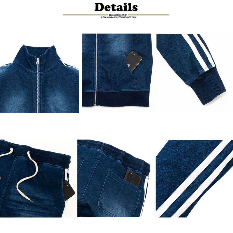 N-2本ライン デニム セットアップ ユニセックス/Navy(2color) | denim