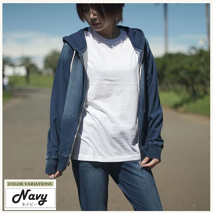 超伸縮■カットデニム セットアップ 青/M パーカー ＋ ジョガーデニム カットデニムセットアップ メンズ フルジップパーカー ジョガー