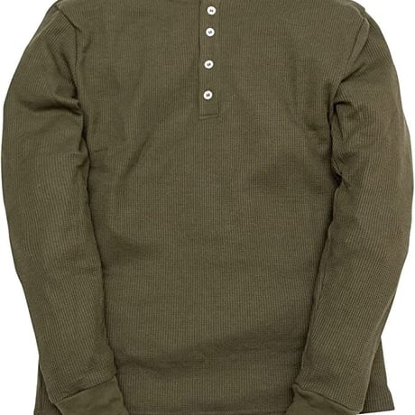 サーマル ワッフル ヘンリーネック ロンT/Khaki(4color)