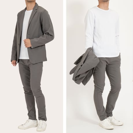 スーパーストレッチ 超伸縮 ジャケット セットアップ/Gray(3color)